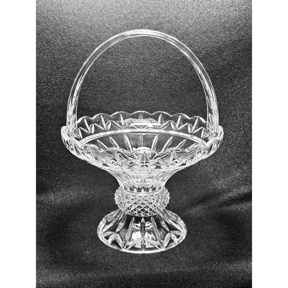 Vntg Shannon Godinger Lead Crystal Glass Basket With Handle